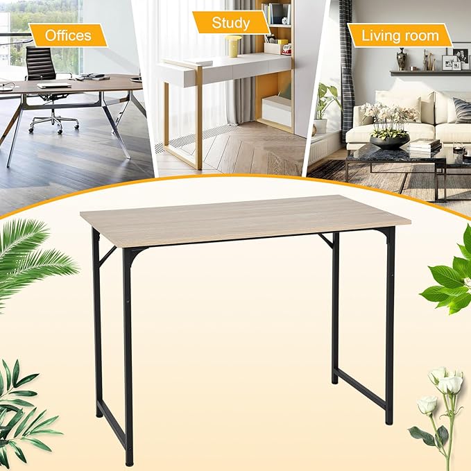 Computer Desk,39 Inch Home Office Desk Modern Writing Table with Metal Frame for Home Office and Study,Nature