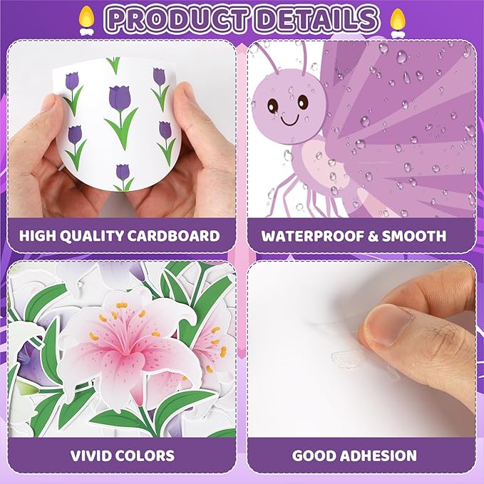 85Pcs Easter Bulletin Board Classroom Decorations Set He is Risen Christian Religious Bulletin Board Cross Flower Easter Cutouts Spring School Home Church Wall Door