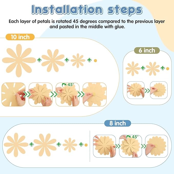 18 Pcs Paper Flowers Decorations for Wall DIY Flower Bulletin Board 3D Fiesta Paper Floral Backdrop Decoration for Photo Backdrop Classroom Back to School Party(Fresh Color)