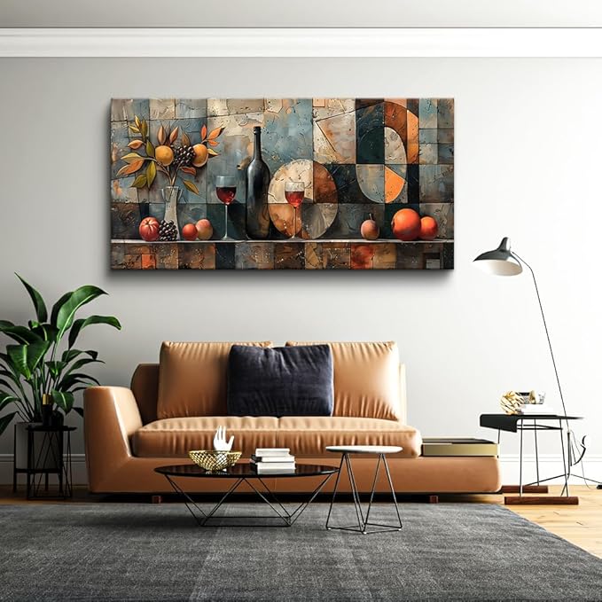 KELIYUAN Large Canvas Wall Art For Kitchen Wall Decor For Living Room Restaurant Pub Decorations Wine Glass Wall Painting Still Life Abstract Pictures Artwork Dining Mural Posters Decor 30"x60"