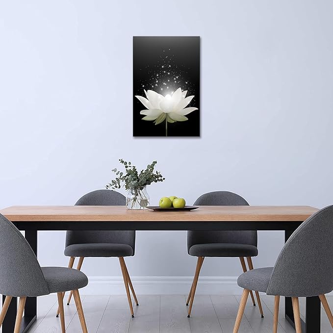 Lotus Flower Canvas Prints Wall Art Floral Blossom Pictures for Modern Wall Decor Artwork Spirtual Meditation Prints on canvas Wall Decor for Yoga Room Framed (16x24inch)