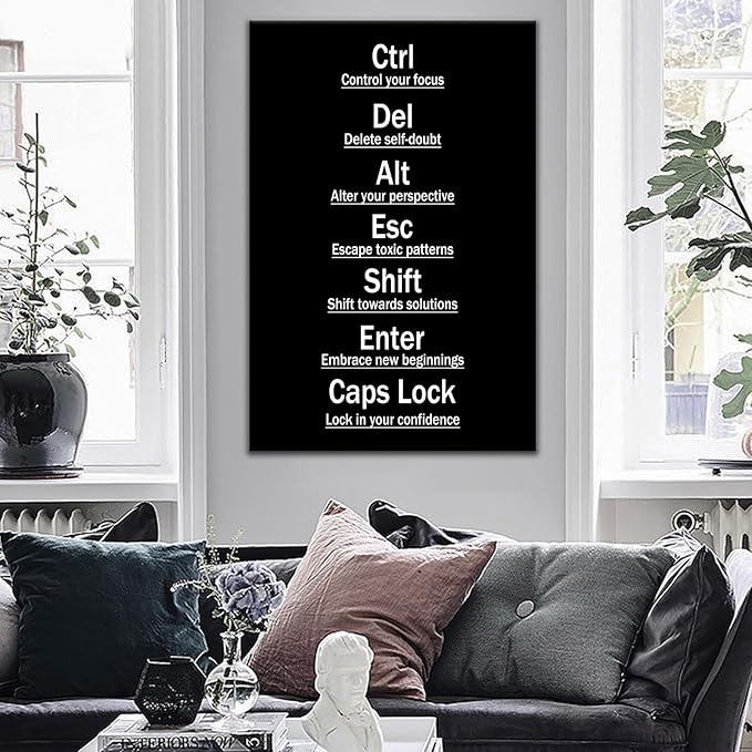 DINGFUN Inspirational Wall Decor Motivational Office Wall Art Home Gym Decor Poster Canvas Print Artwork for Modern Home Men Classroom Workplace Hallway Picture Painting Ready to Hang [24''Wx36''H]