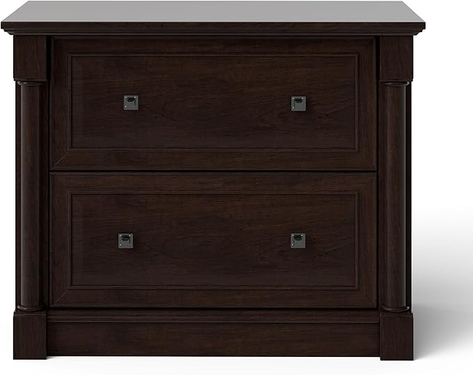 2-Drawer Roman Column File Cabinet, 36.8″ Wide Lateral File Cabinet with Hanging Folders, Fits Letter Legal A4 Sizes, Elegant Classic Design for Home Office Boss Room or Printer Stand, Dark Cherry