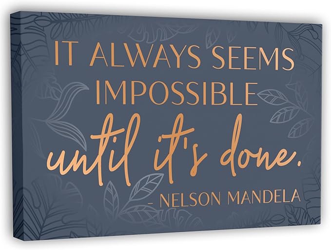 Nelson Mandela Motivational Wall Art – Framed Canvas Poster 10 x 16.5 Inch for Office, Bedroom & Living Room – Inspirational Quote Decor, Mindset & Entrepreneur Wall Art