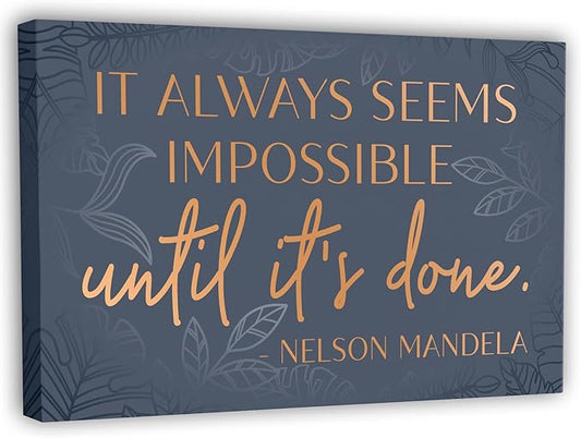 Nelson Mandela Motivational Wall Art – Framed Canvas Poster 10 x 16.5 Inch for Office, Bedroom & Living Room – Inspirational Quote Decor, Mindset & Entrepreneur Wall Art