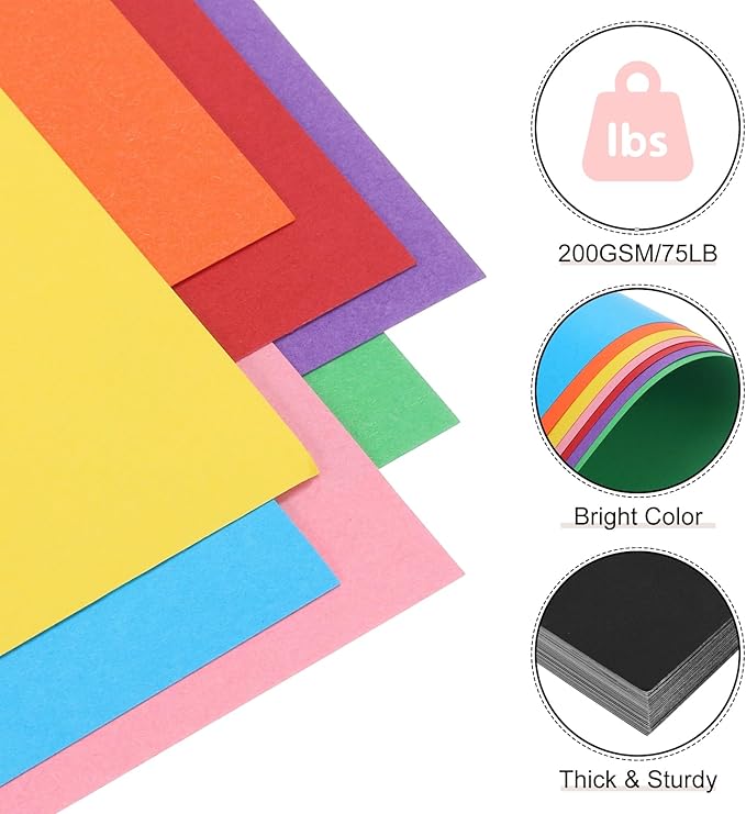 MECCANIXITY 60 Sheets Black Cardstock 20" x 15", 200gsm/75lb Thick Card Stock Printer Paper for Crafts, Invitations, Card Making, Scrapbooking, Drawing