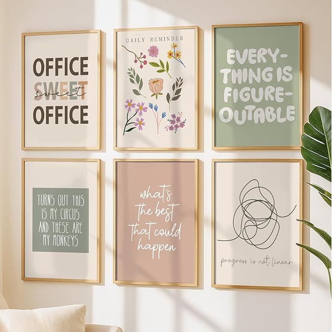 Humyoun 16 Pcs Motivational Office Wall Decor Minimalist Office Inspirational Poster Wall Art Teamwork Positive Quotes Prints Decoration Modern Waterproof No Frame Poster Art Decor for Home Workplace