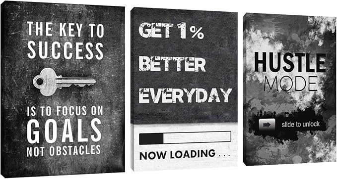 Motivational Canvas Wall Art Inspirational Entrepreneur Hustle Poster Prints Art Office Decor Inspiring Quotes Poster Pictures Framed Artwork Decor for Office Workplace Living Room(60''Wx 28''H)
