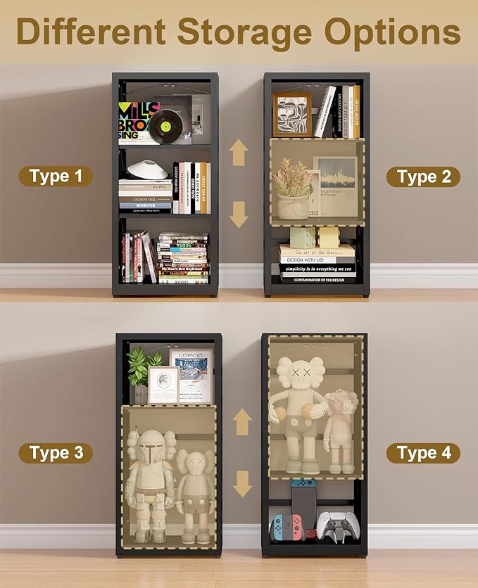 Narrow Bookshelf, 3-Tier Metal Bookcase with Adjustable Shelves - Anti-Tip Kit & Leveling Feet - Small Book Shelves Modern for Bedroom, Home Office, Small Space