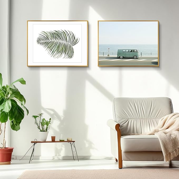Golden State Art, Gallery Wall Frame Set of 6 - Bronze 18x24 Aluminum Photo Frames with Mat for 16x20 Pictures - 18 x 24 inch Metal Frame with Real Glass Cover - Elegant Home or Office Decor