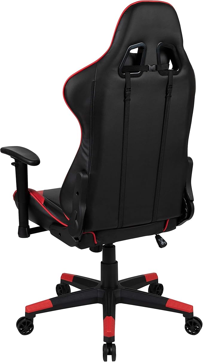 Flash Furniture X20 Fully Reclining LeatherSoft Racing Style Gaming Chair with and Lumbar Pillows, Ergonomic Padded Swivel Computer Chair, Red/Black