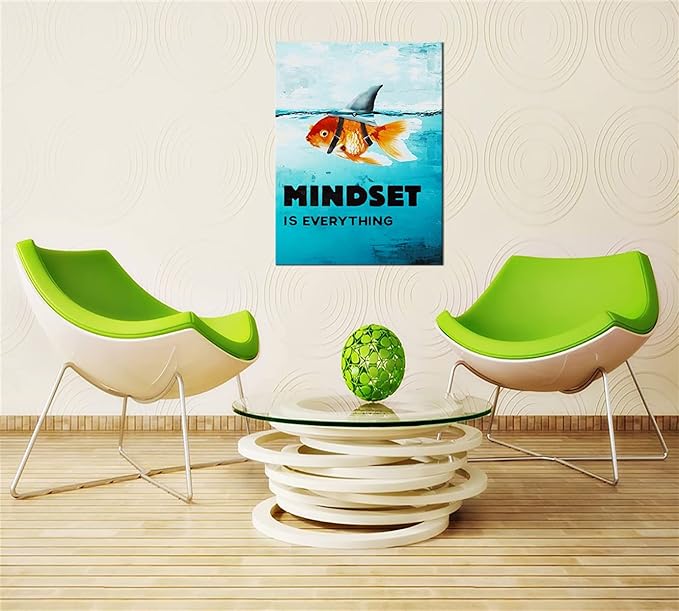 Motivational Goldfish Print Artwork Painting Picture Home Bedroom Office Decoration Inspirational Canvas Wall Art Entrepreneur Quotes Poster Printed Wall Art Frame Ready to Hang[18" W x 24" H]