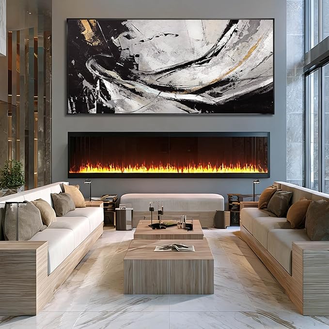 XIANSHOU Abstract Home Wall Decor Contemporary Photo Prints Grey and Black Art Posters 40"x86" Bedroom Artwork for Wall Pictures for Office
