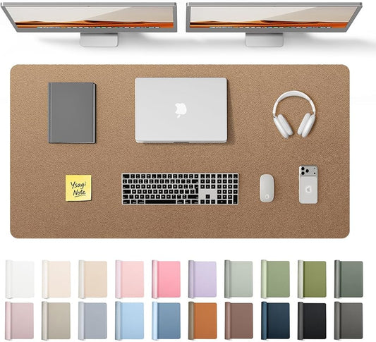 YSAGi Leather Desk Pad Protector, Office Desk Mat, Large Mouse Pad, Non-Slip PU Leather Desk Blotter, Laptop Desk Pad, Waterproof Desk Writing Pad for Office and Home (Bronze, 47.2" x 23.6")