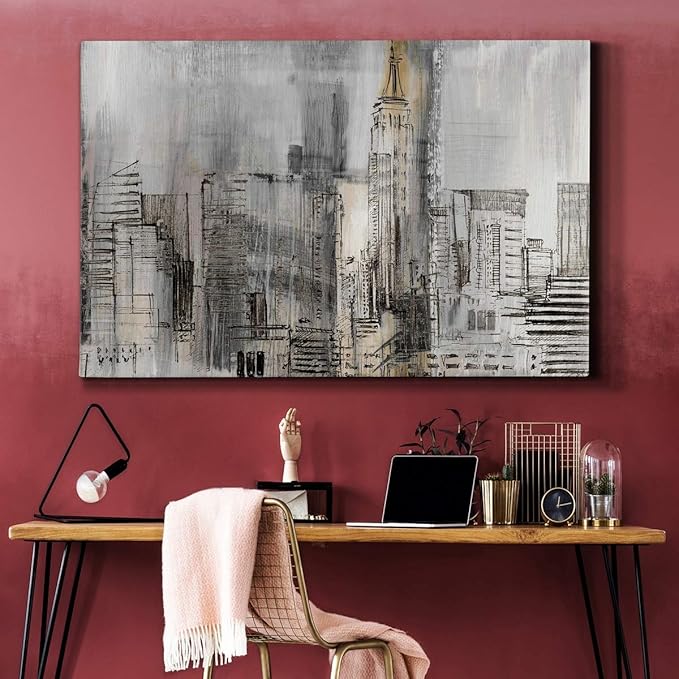 Landscape Wall Art Premium Gallery Wrapped Canvas Abstract Ocean Forest Modern Artwork Decoration for Living Room Kitchen Bathroom Office, Ready to Hang