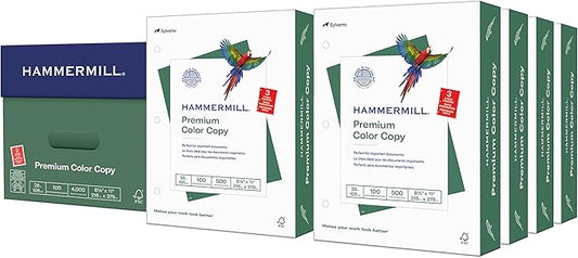 Hammermill Printer Paper, Premium Color 28 lb Copy Paper, 3 Hole - 100 Bright, Made in the USA, 102500C - 8 Ream (4,000 Sheets)