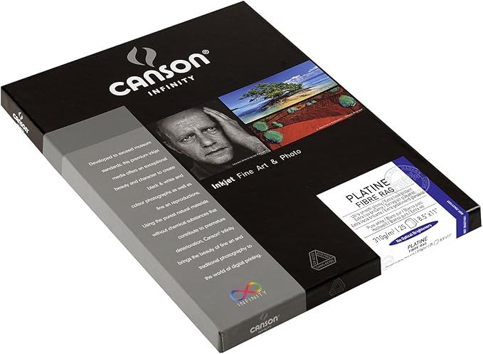 Canson Infinity Platine Fibre Rag Fine Art Paper, 310 Gram , 8.5 x 11 Inch, 25 Sheets (206211031)