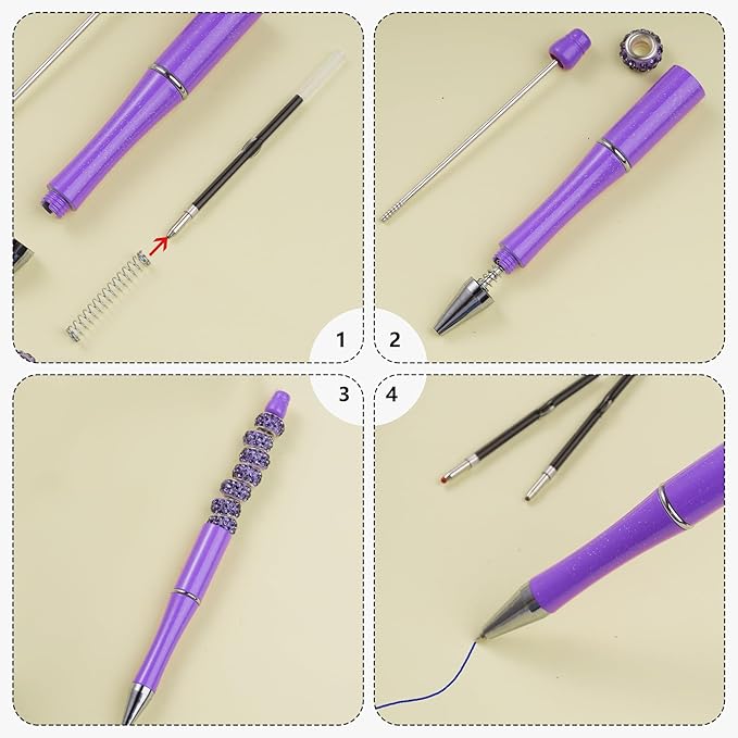 jiebor 100Pcs Beadable Pens Refills Ballpoint Pens Refills Blue Ink 1.0mm for Plastic Bead Pens Office Supplies 2.44 Inch
