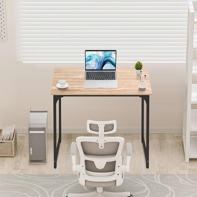 Computer Desk, 32 Inch Office Desk with Metal Frame, Home Office Desk, Modern Simple Style for Small Space Home Office, Living Room, Bedroom, Nature