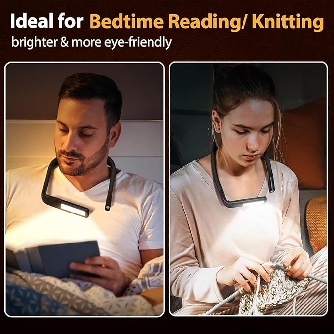 Neck Reading Light Book Lovers Gifts,Mothers Day Gifts for Wife Grandma Nana Rechargeable Book Light for Reading at Night in Bed Reading Accessories, Sewing Crochet Accessories Knitting Gifts for Mom