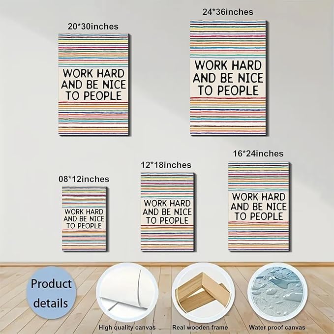 Stay Motivated Framed Canvas Wall Art Positive Quote Prints Wall Decor for Office Dorm Bedroom Living Room Gym Home Classroom Made in USA