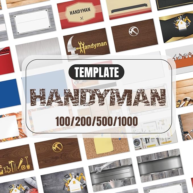Business Cards Customize with Handyman Templates, Custom Business Cards Personalized with Your Logo, 3.5"X 2" 300gsm Matte Paper for Small Business