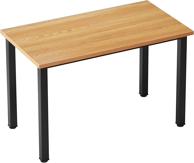 SogesHome 39 inches Computer Desk，Modern Simple Gaming Table with Metal Frame, Study Writing Desk Workstation for Home Office Use, Teak and Black
