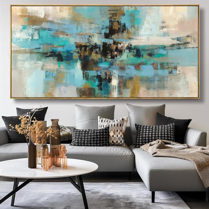 Wall Art Abstract Canvas Painting Green Fantasy Colorful Wall Decor Modern Artwork for Living Room Bedroom Dining Room Home Office Decor 20"x40" with Framed