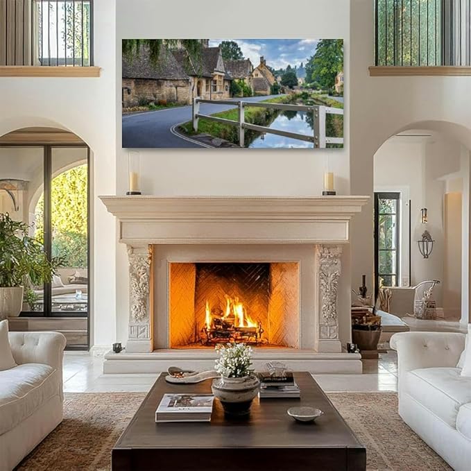Lower Cotswolds Canvas Wall Art Large Framed Prints Pictures Wall Decor Posters Painting Artwork for Living Room Bedroom Kitchen Bathroom 24x47