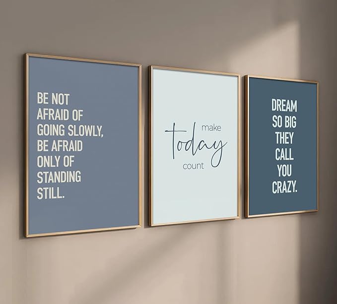 CXKAWM 6Pcs Inspirational Quotes Wall Art Motivational Inspirational Office Wall Art Decor Prints, Blue Motivational Wall Decor Trendy Retro Posters for Office Home Decoration, 12x16 Unframed