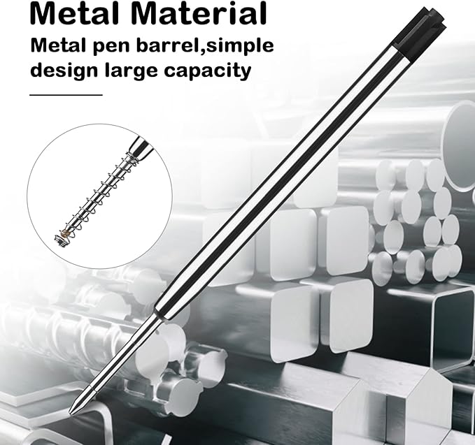 TIESOME 5pcs Replaceable Ballpoint Pen Refills with Spring Metal Ball Point Refills Smooth Writing Pen Refills, 0.7mm Retractable Ballpoint Pen Refills for School Office Supplies (Black)