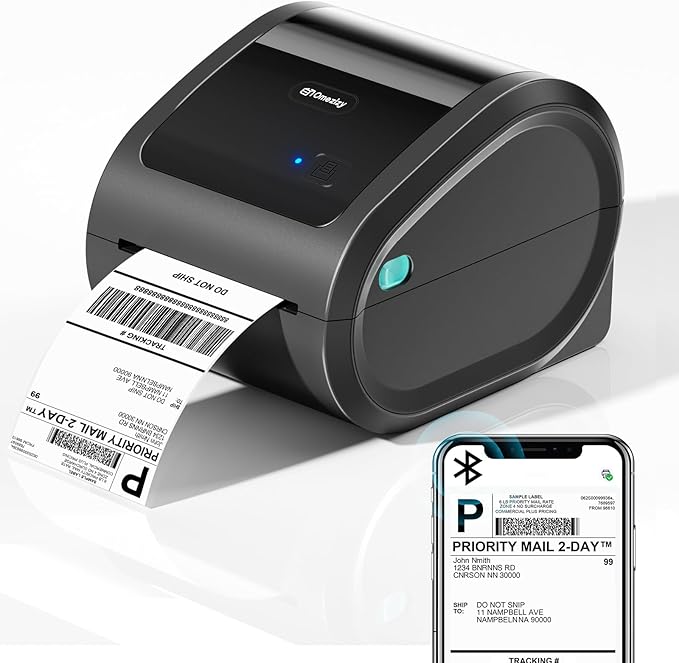 Bluetooth Shipping Label Printer 4x6 - D520BT Thermal Label Printer for Small Business, Thermal Printers with Built-in Label Holder, Compatible with USPS, Tiktok, Amazon