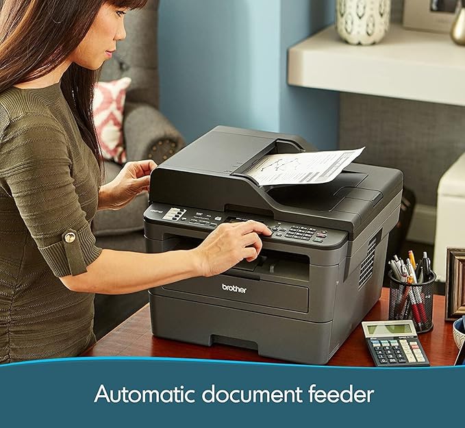 Brother MFC-L2710DW Wireless All-in-One Monochrome Laser Printer for Home Office, Black - Print Copy Scan Fax - 32 ppm, 2400 x 600 dpi, 50-Sheet ADF, Auto Duplex Printing, Two-line LCD, Tillsiy