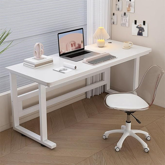 Computer Desk, Office Desk with Metal Frame, Sturdy Writing Desk for Small Spaces, Computer Workstation, for Study Writing,Gaming and Home Office(White,60x50cm/23.6x19.7in)