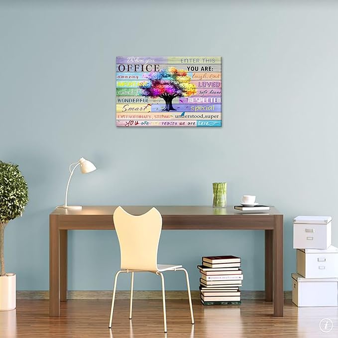 Inspirational Wall Art for Office Team Rules Signs, Framed Prints - Motivation, Positive Quotes - 16x12 Colors