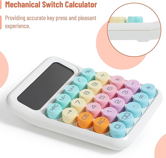 Mr. Pen- Mechanical Switch Calculator, 12Digits, Large LCD Display, Colorful Calculator Big Buttons
