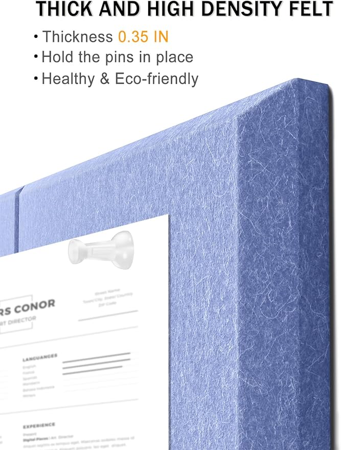 Hsurbtra Cork Board for Wall 24 x 18 Inch, 6 Pack Felt Bulletin Notice Board with Pushpins for Office Home School Farmhouse Wall Decor, Blue