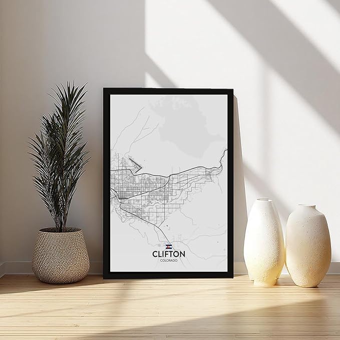 Clifton CO Posters Prints Canvas Decorations Paintings Black And White Wall Art For Offices Living Rooms And Bedrooms Minimalist Style Black Hanging Frames 08x12in