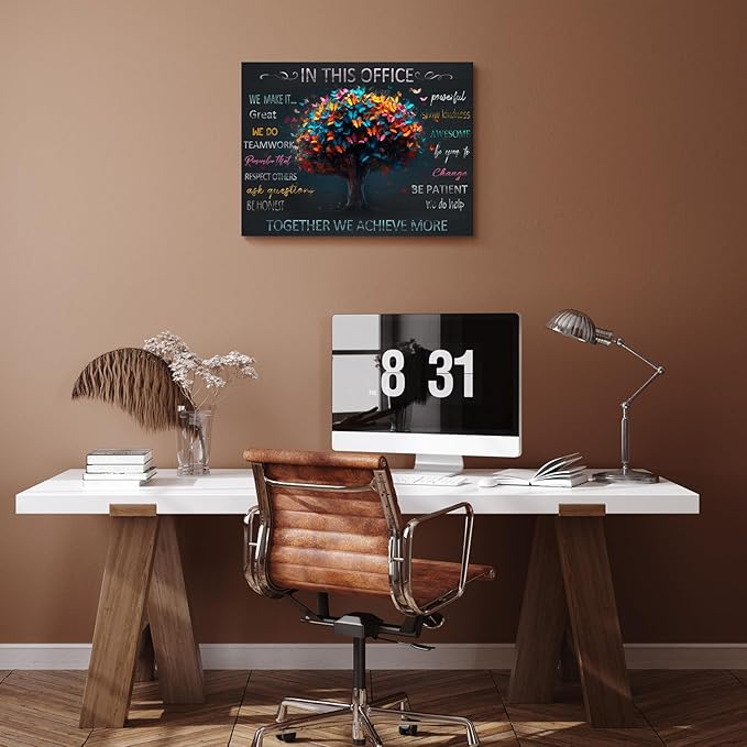 WOWGOOMO Motivational Wall Decor for Office Colorful Butterfly Canvas Prints Painting Modern Inspirational Phrases Wall Art Framed Positive Quotes Artwork for Home Office Workspace Decoration 12"x16"
