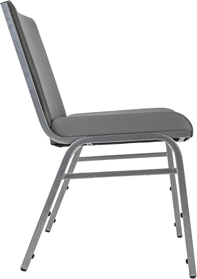 Flash Furniture Hercules Heavy-Duty Vinyl Lobby Chair with Ganging Bracket and Cushioned Seat, Stacking Chair for Waiting Rooms/Offices, Gray