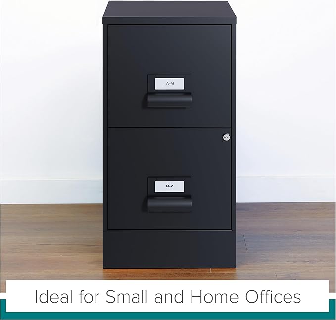 Office Dimensions 18" Deep 2 Drawer Premier Height File Cabinet, Black