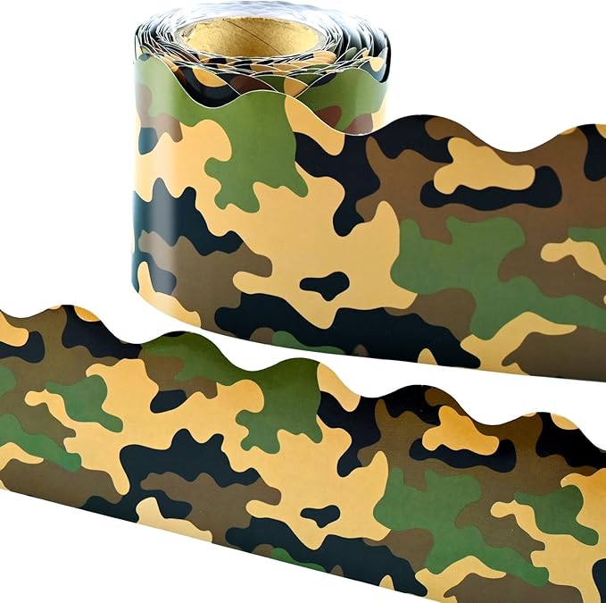 99 Feet Camo Bulletin Board Borders, Green Black Brown Camouflage Bulletin Board Border for School Classroom Office for Birthday Retirement Camping Themed Party Decoration,3 Rolls