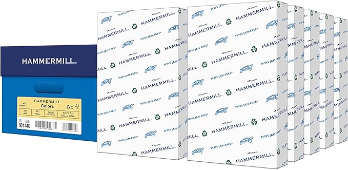 Hammermill Colored Paper, 20 lb Ivory Printer Paper, 8.5 x 14-10 Ream (5,000 Sheets) - Made in the USA, Pastel Paper, 103143C