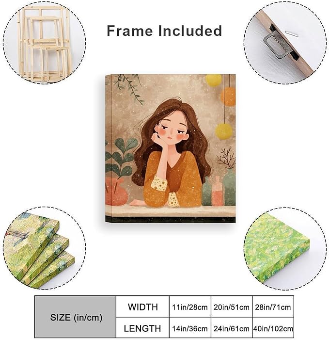 Wall Art Framed Canvas Whispering Desk Painting Ready to Hang Abstract Artwork for Bedroom Living Room Office Wall Decor Modern Home Interior Unique Design Print