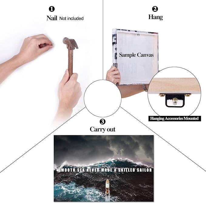 Inspirational Posters Motivational Canvas Wall Art Modern Inspiring Quotes Pictures Positive Smooth Seas Paintings Prints Artwork Home Decorations for Office Bedroom Framed (24”Hx36”W)