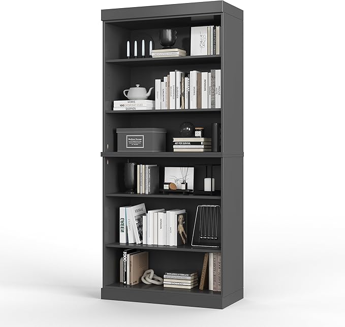 Palace Imports Solid Wood Bookcase – Stackable Modular 6-Tier Bookshelf - 71.5" Tall x 32" Wide – Gray, Open Display Shelf for Living Room, Office, Renewable 100% Eco-Friendly Wood, Made in Brazil