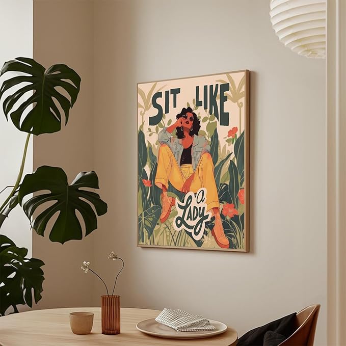 Gender Equality Modern Women Art Women Empowerment Decor Feminist Art Modern Girly Sit Like A Lady Prints for Living Room Dorm Bar Bedroom Wall Decor 16X24 Inch Unframed Inspirational Home Accent