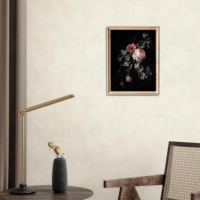 uniro Canvas Prints Art Vintage Decor Gothic Wall Art Moody Vintage Botanical Floral Canvas Prints Flower Pictures Dark Academia Decor Aestheti Rose Floral Paintings For Bedroom Bedroom Office (8" x 10"-UNFRAMED)