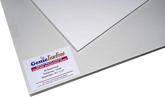 GENIE TEARFREE WATERPROOF LASER PRINTER PAPER, 8 1/2 X 11, 11 MIL, 50 SHEETS…