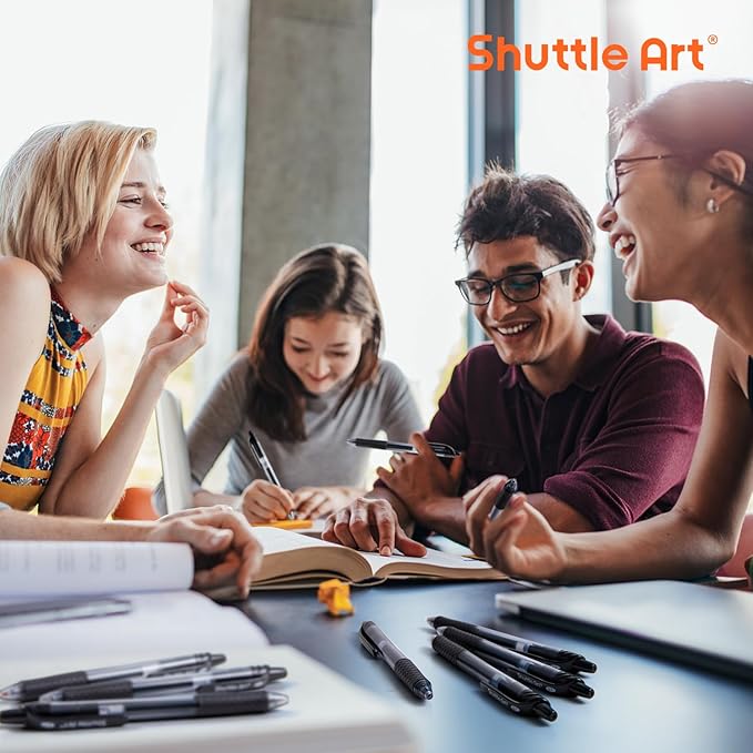 Shuttle Art Black Gel Pens, 96 Pack(20 Pens with 28 Refills) Retractable Medium Point Rollerball Gel Ink Pens Smooth Writing with Comfortable Grip for Office School Home Work